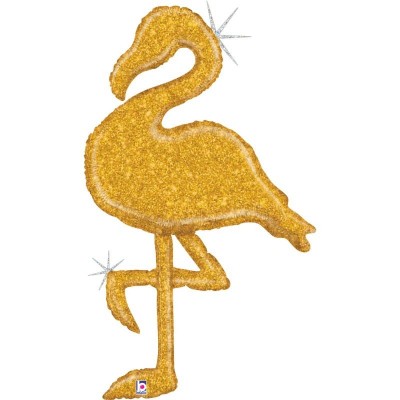 Balão Flamingo Dourado Glitter