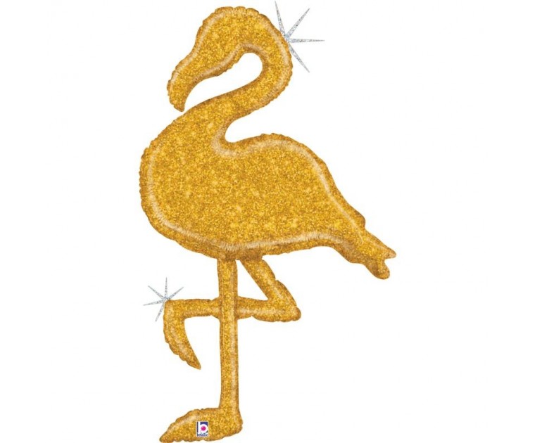 Balão Flamingo Dourado Glitter