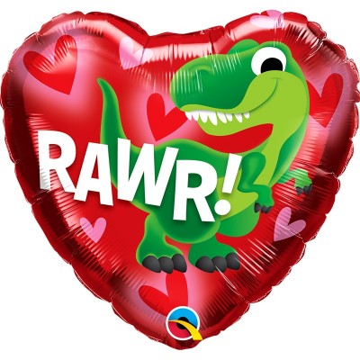 Balão Foil Coração Dinossauro RAWR