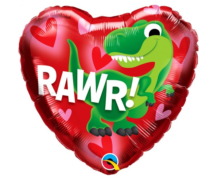 Balão Foil Coração Dinossauro RAWR