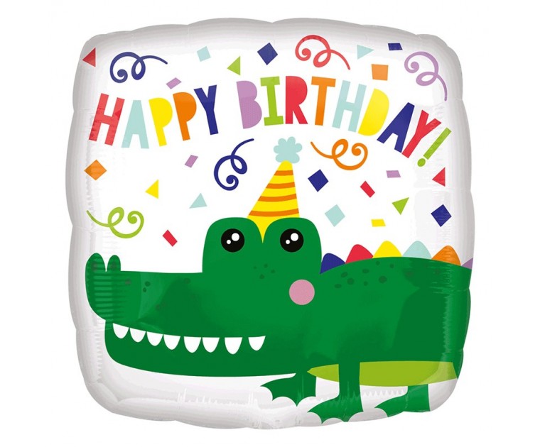 Balão Foil Crocodilo Happy Birthday