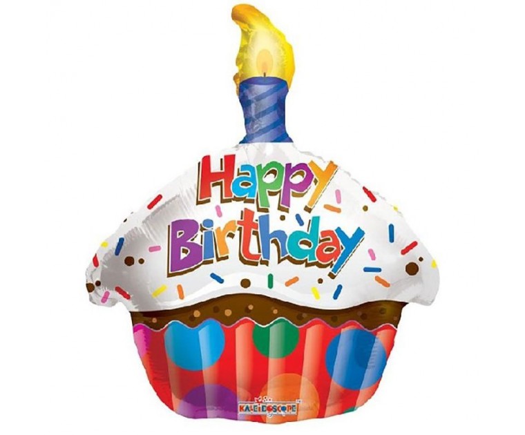 Balão Foil Cup Cake Happy Birthday
