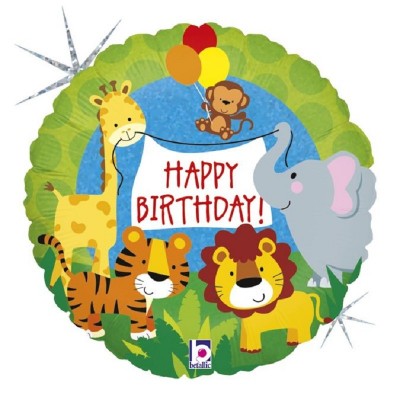 Balão Happy Birthday Animais Selva