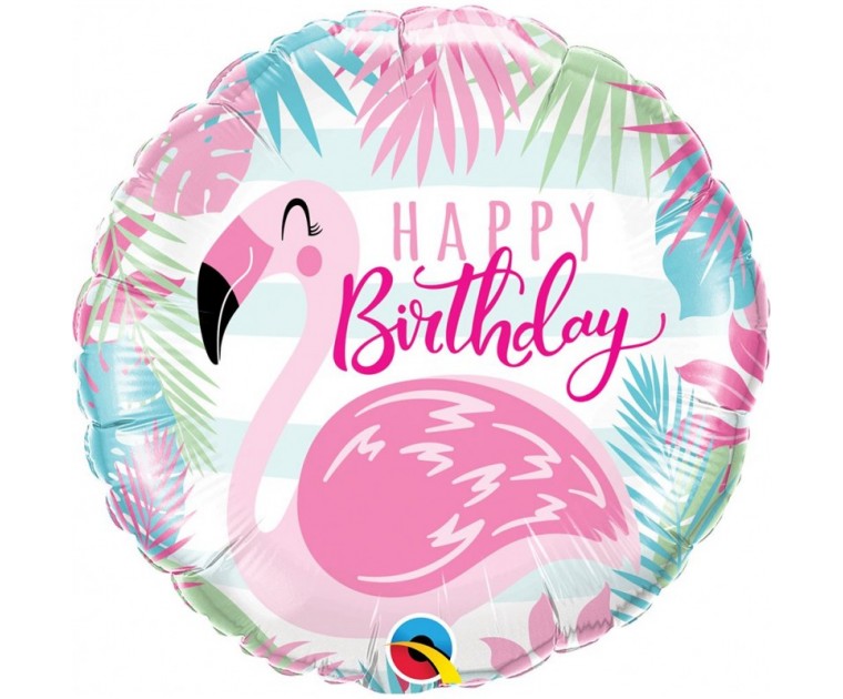 Balão Foil Flamingo Happy Birthday