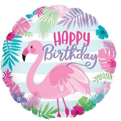 Balão Foil Flamingo Happy Birthday