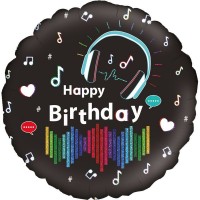 Balão Foil Happy Birthday Tema Música