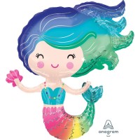 Balão Foil Sereia Arco Irís 76 cms