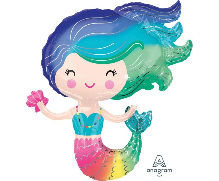 Balão Foil Sereia Arco Irís 76 cms