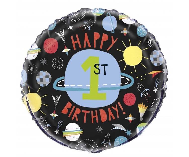 Balão Foil Tema Espaço 1º Aniversário