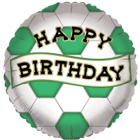 Balão Futebol Branco e Verde Happy Birthday