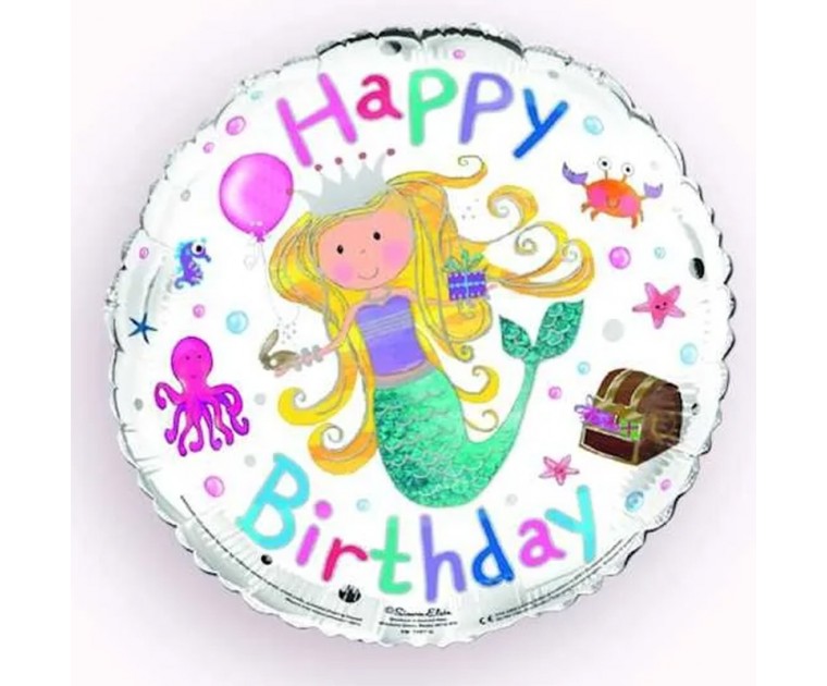 Balão Happy Birthday Sereia