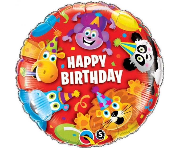 Balão Happy Birthday Animais em Festa