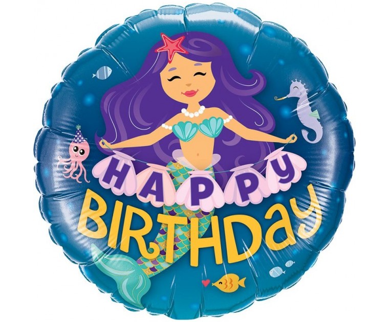 Balão Happy Birthday Sereias 46 cms
