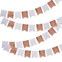 Bandeirolas Rose Gold e Brancas às Bolinhas