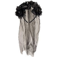 Bandolete com Véu de Flores Preto