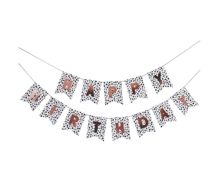Banner Dalmata Happy Birthday Rose Gold