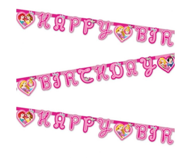 Banner Happy Birthday Princesas da Disney