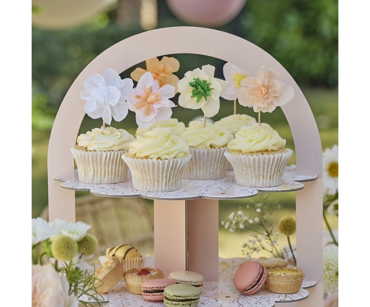 Toppers Cup Cakes Flor de papel de seda