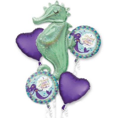 Bouquet Balões Sereias Desejos com Cavalo Marinho