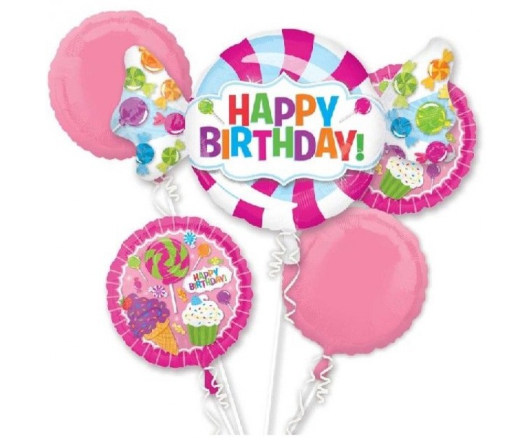Bouquet de Balões de Doces Happy Birthday
