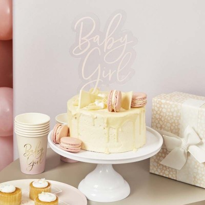 Cake Topper Acrílico Baby Girl Rosa