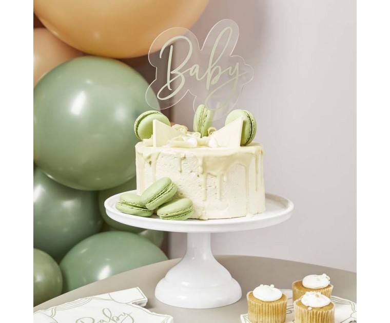 Cake Topper Baby Sage Green