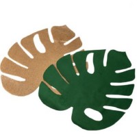 Conj. 2 Folhas Decorativas Monstera Verde +Dourado