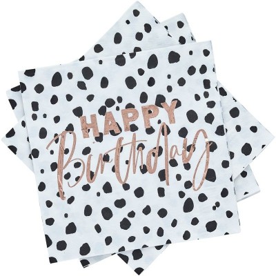 Guardanapos Dalmata Happy Birthday Rose Gold