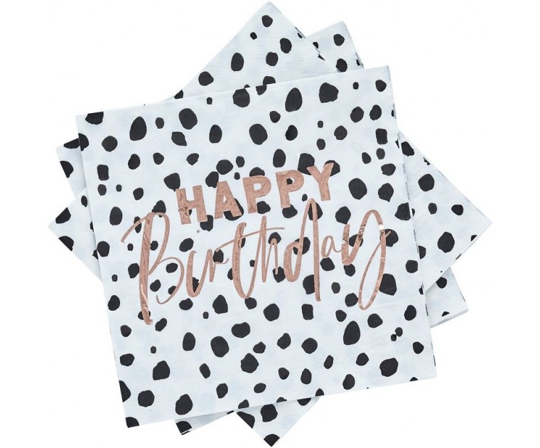 Guardanapos Dalmata Happy Birthday Rose Gold