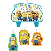 Conj. 4 Velas Minions Party Time