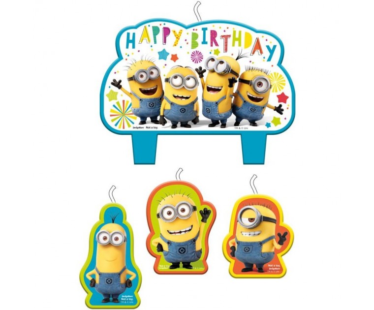 Conj. 4 Velas Minions Party Time