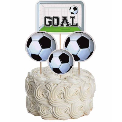 Conj. 6Picks Cup Cakes / Topo de Bolo Tema Futebol