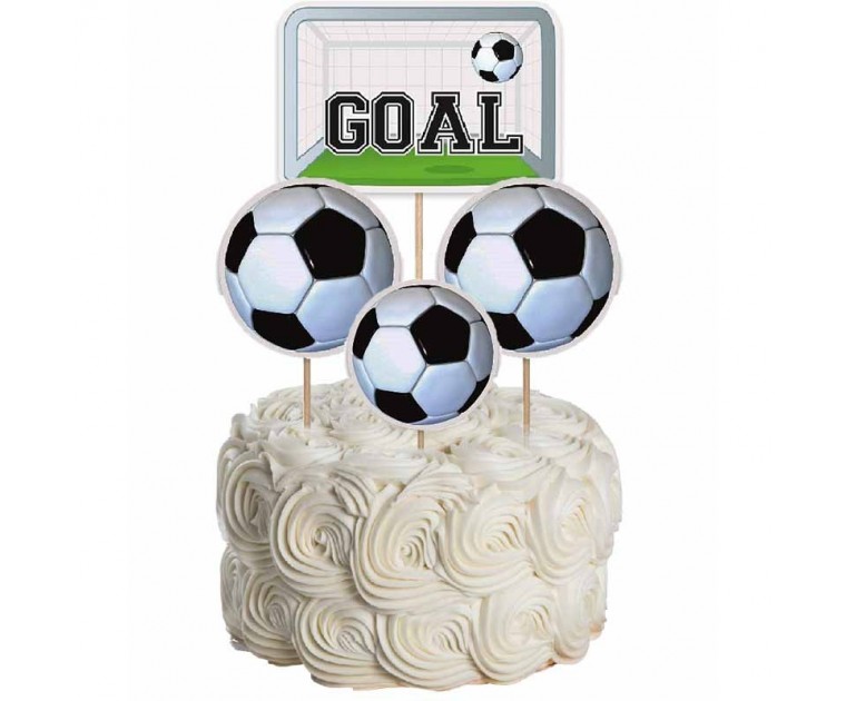 Conj. 6Picks Cup Cakes / Topo de Bolo Tema Futebol