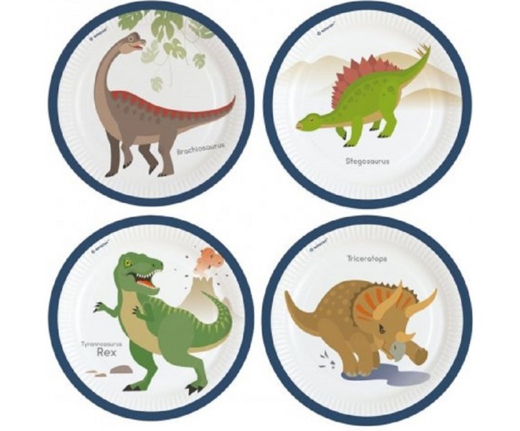 Conj. 8 Pratos 4 Happy Dinossauro