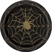 Pratos Teia de Aranha Pretos e Dourados