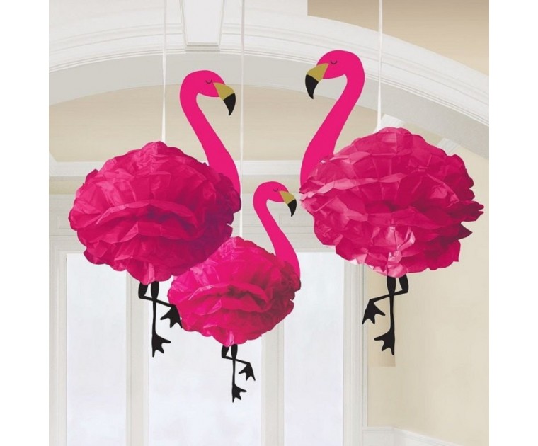 Conjunto 3 Pom Pom Flamingo