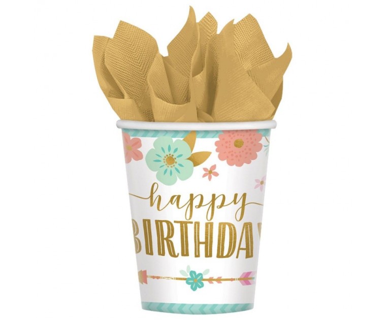 Copos Boho Happy Birthday