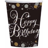 8 Copos Celebração Happy Birthday