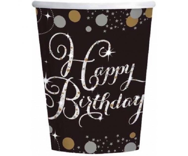 8 Copos Celebração Happy Birthday