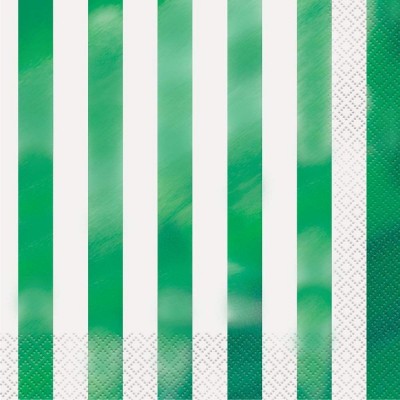 Guardanapos Brancos Riscas Foil Verdes