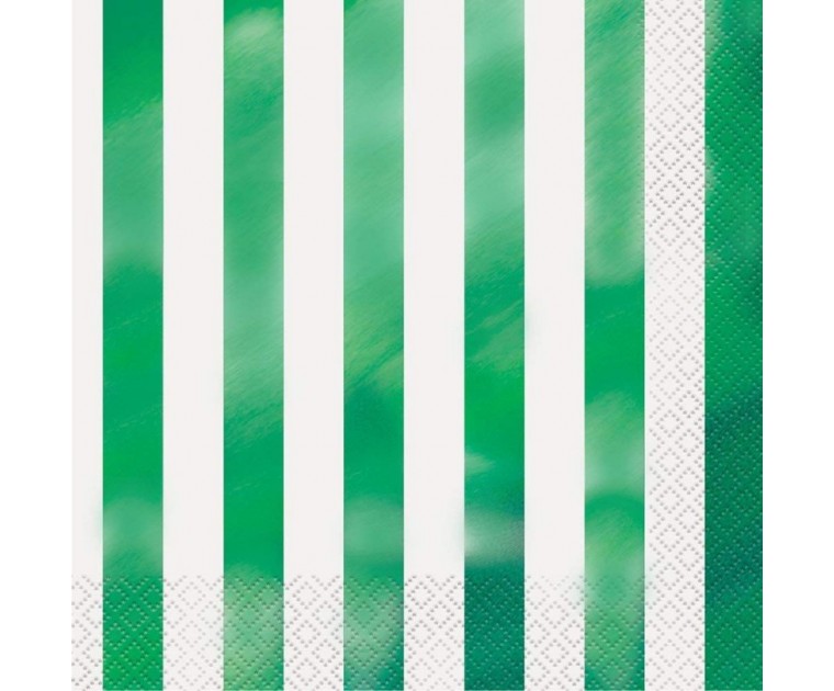 Guardanapos Brancos Riscas Foil Verdes
