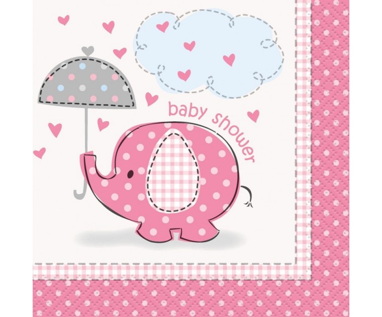Guardanapos Baby Shower Elefante Rosa