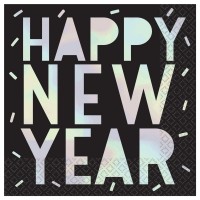 16 Guardanapos Iridiscentes Happy New Year