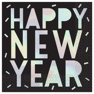 16 Guardanapos Iridiscentes Happy New Year