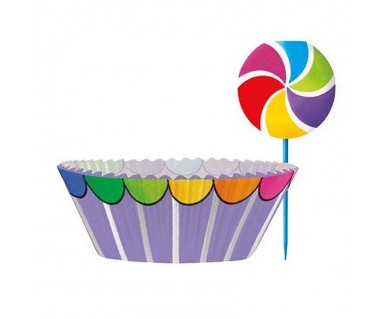Kit 24 Forminhas e Picks Candy Kit 24 Forminhas e Picks Candy