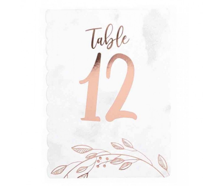 Marcador Mesas Rose Gold 1-12