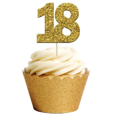 Toppers Glitter Dourado Cup Cakes 18