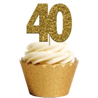 Toppers Glitter Dourado Cup Cakes 40