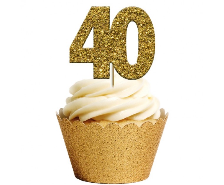 Toppers Glitter Dourado Cup Cakes 40