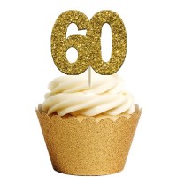 Toppers Glitter Dourado Cup Cakes 60